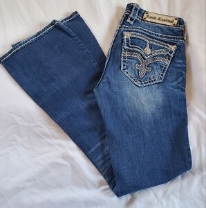 Rock Revival Roselin Women's Distressed Embellished Boot Cut Jeans Size 27 EUC